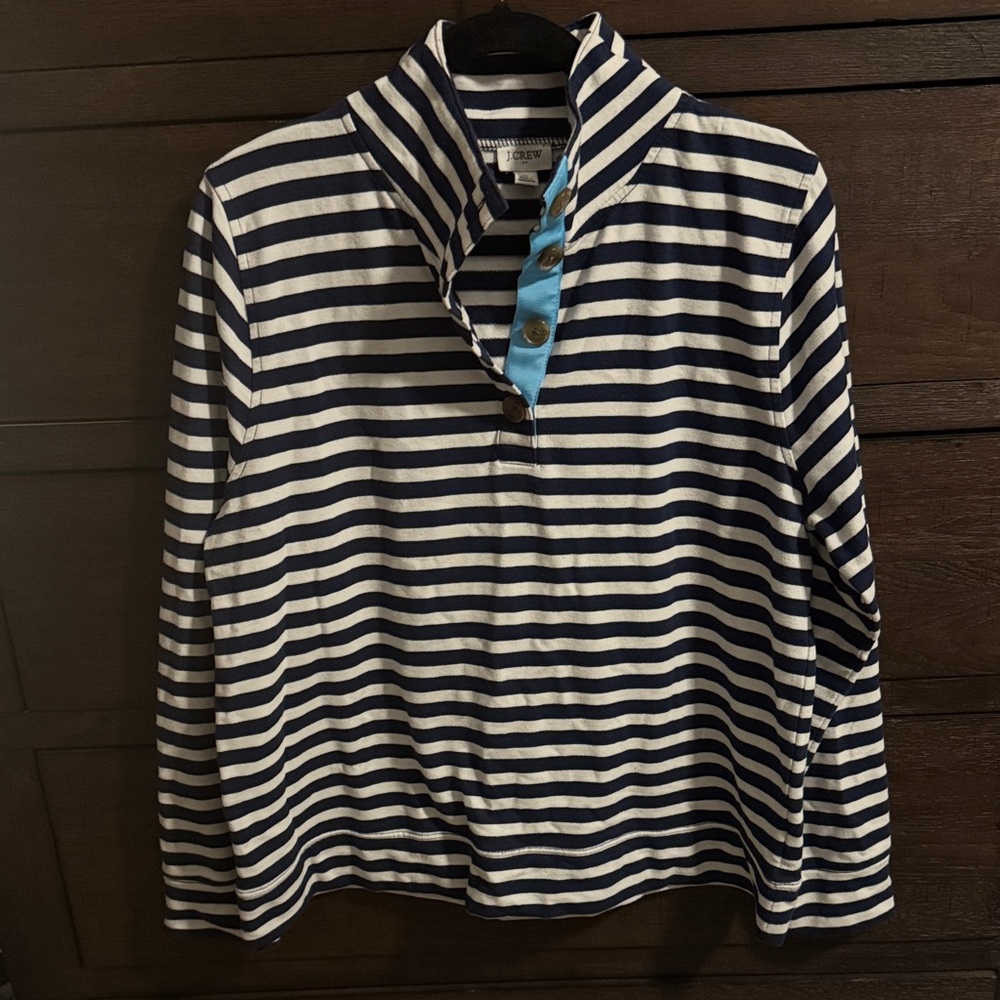 J Crew Factory Striped Navy and White Top